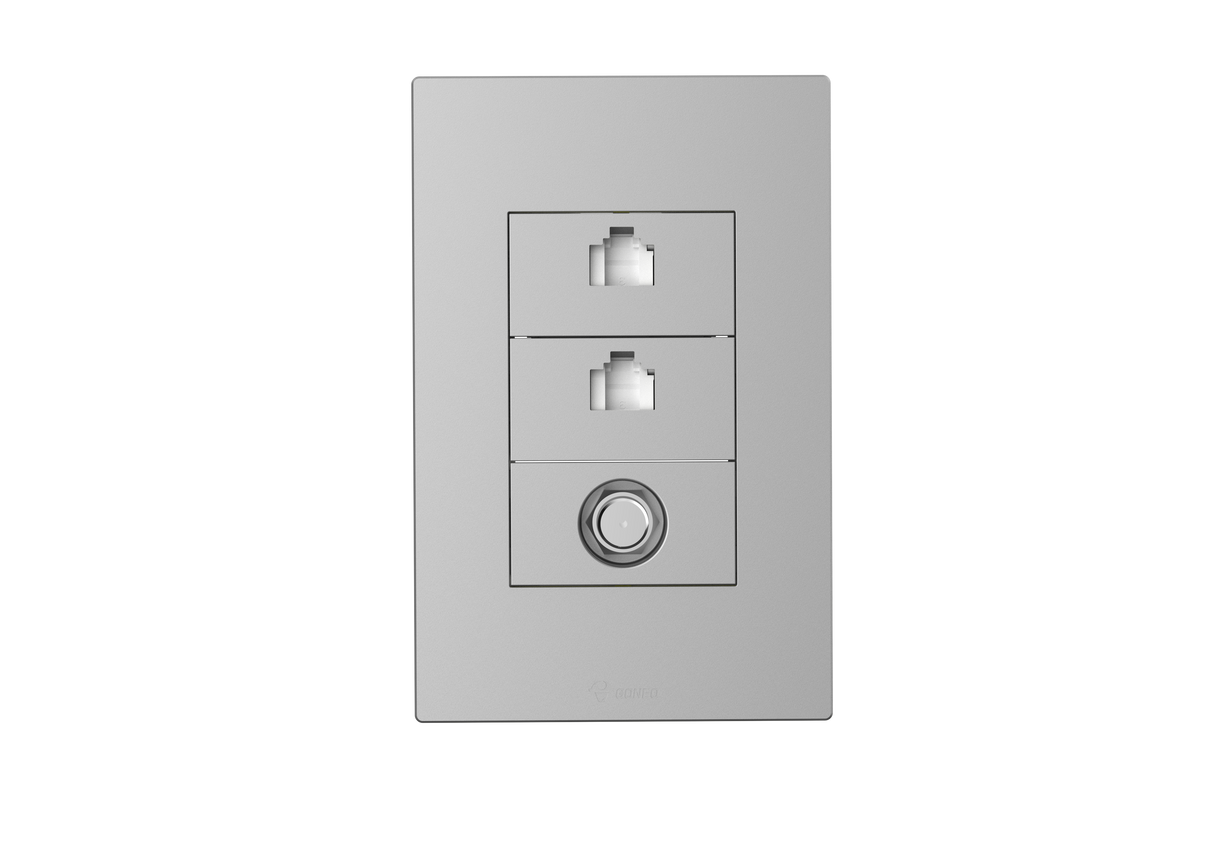 2 Gang Computer + TV(into 2) Socket