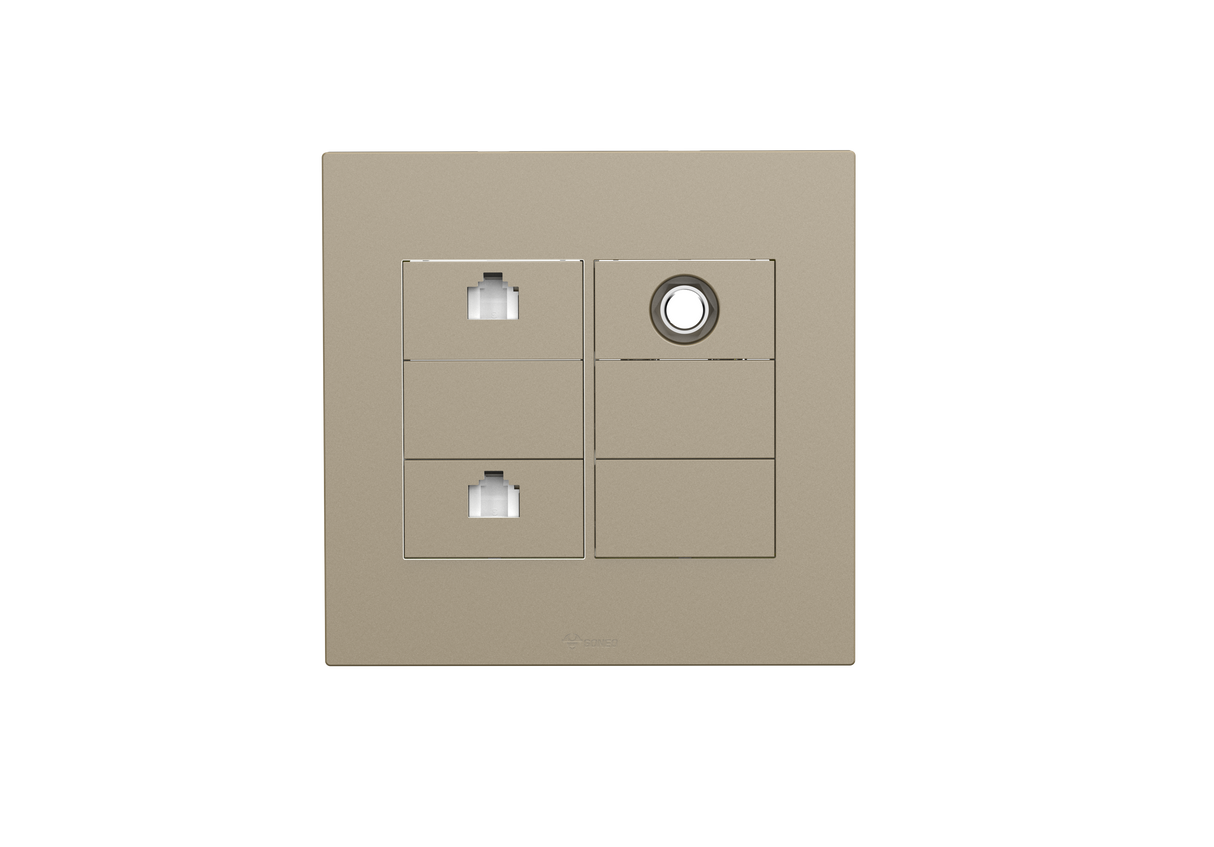 2 Gang Computer + TV(Into 2) Socket
