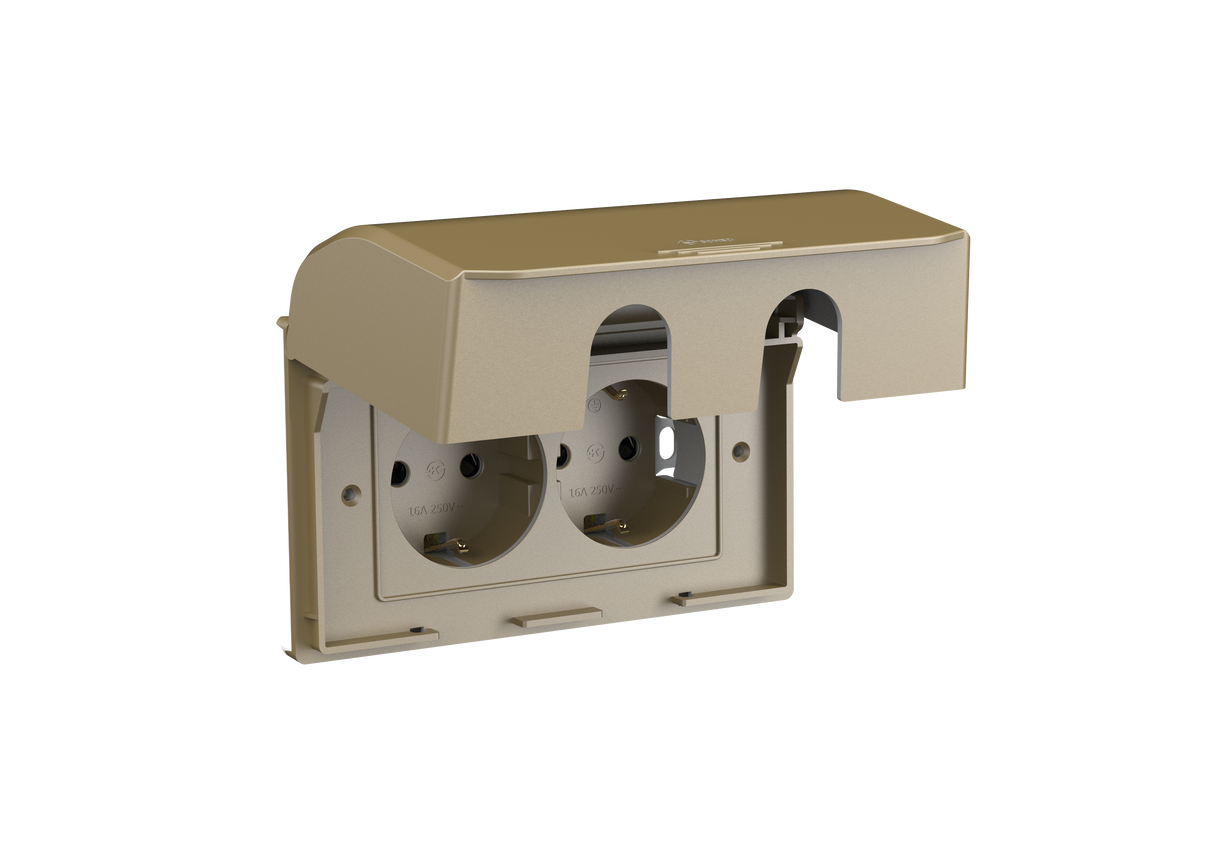 2 Gang Schuko Socket with Waterproof